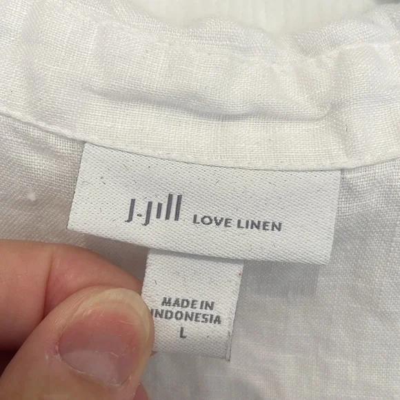 J. Jill Lace sleeved White Jacket Shirt - Picture 2 of 7